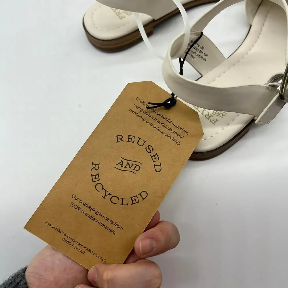 Frye and Co. Womens Brooklyn Adjustable Strap Flat Sandals Cream Size 6M